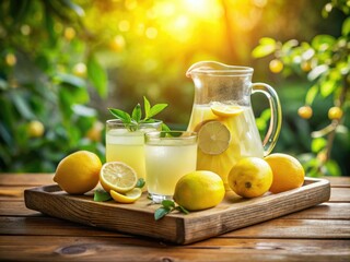 Sun-drenched lemons and refreshing lemonade, a vibrant summer still life.