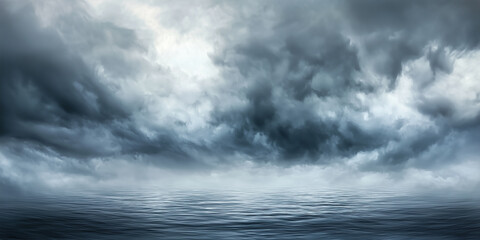 Obraz premium River Water Storm Clouds Panorama Panoramic Banner. Stream or river fresh water wetlands nature scene with storm clouds in the sky. The stormy image is several images stitched together to form a panor