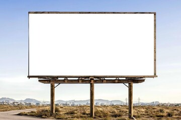 Obraz premium Billboard displaying blank canvas urban landscape advertising medium arid environment wide-angle perspective potential concepts