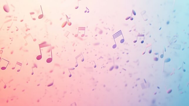 Floating Musical Notes in Pastel Gradient Background