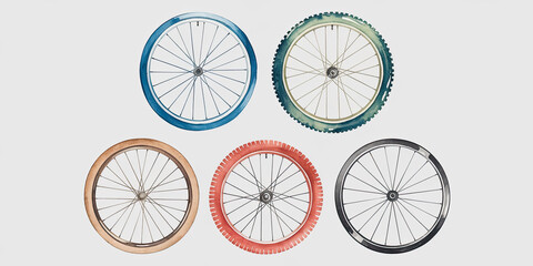 Watercolor Bicycle Wheels Colorful Spoke Bike Tyres Cycling