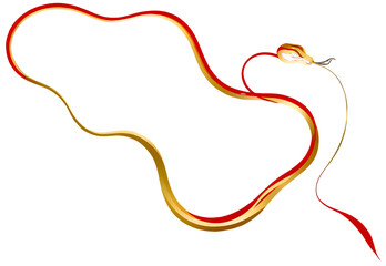 Elegant Snake Illustration in Gold and Red Colors for 2025 year