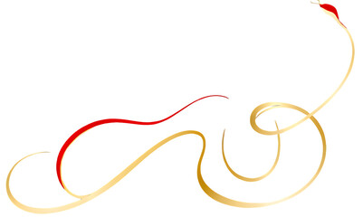 Elegant Snake Illustration in Gold and Red Colors for 2025 year