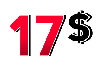 17 seventeen dollars sign symbol price tag  for store shop business concept graphic element