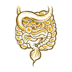 An illustration of gastrointestinal tract in vintage style
