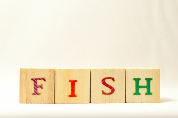文字の入ったブロック　～FISH～
