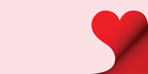 Best Valentine's Day card design with pink background, red heart turning from the side, Happy Valentines Day social media template, Vector illustration file.