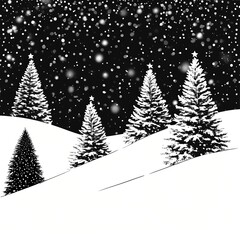Obraz premium christmas tree with snow on black background