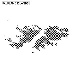 Falkland Islands highlighted on a dotted map showcasing geographical features clearly