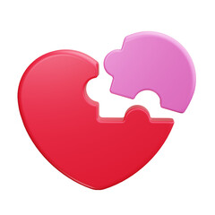 Heart Puzzle 3d Render Icons