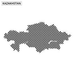 Fototapeta premium Map outline of Kazakhstan illustrated in dotted design on white background