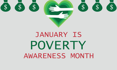 Vector On The Theme Of Poverty Awareness Month,,Observed Each Year During January Design Cards ,Or Design Poster,