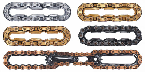Obraz premium Bicycle Chains Gold Silver Black Bronze Watercolor Illustration