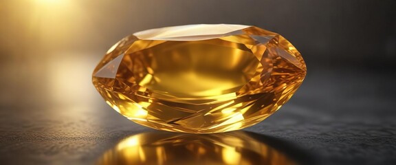 Warm sunlight catches a golden yellow topaz gemstone, revealing its rich color and sparkling facets , glowing gemstone, faceted gemstone, vibrant hue