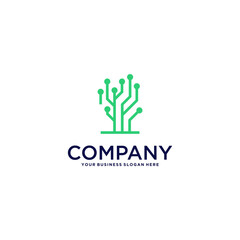 tree logo design with technology