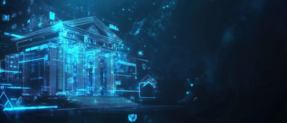 Digital Bank Building Futuristic Concept