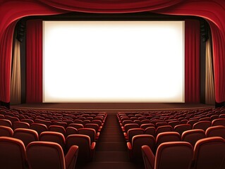 Fototapeta premium Empty Movie Theater Seats and Screen