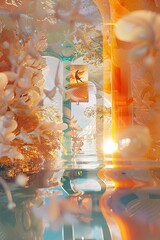 The Hanged Man Tarot Card Hovering in a Surreal Fantasy Realm of Organic Shapes and Ethereal Light