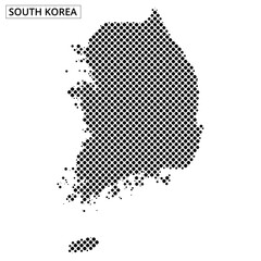 Map of South Korea highlighting the country’s geographical silhouette in dotted design
