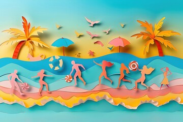 Vibrant D Paper Cut Silhouettes Capture the Energy and Joy of a Modern Beach Lifestyle