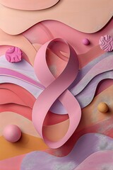 World Cancer Day Illustrated in a Minimalist D Paper Cut Style for Awareness and Hope