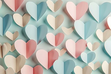 Intricate D Paper CutOut Hearts in Soft Pastel Hues A Whimsical and Romantic Valentines Day Decor