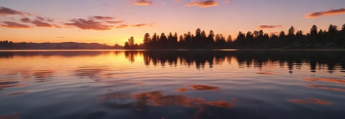 A serene lake with ripples on its surface at sunset, serenity, soft focus
