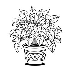 A doodle style icon of potted plant