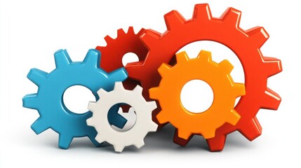 Colorful Gears Representation for Industrial Mechanisms and Engineering Concepts, Symbolizing Collaboration, Innovation, and Problem Solving in Modern Manufacturing Processes