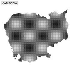 Detailed dot map representation of Cambodia showcasing its geographic features