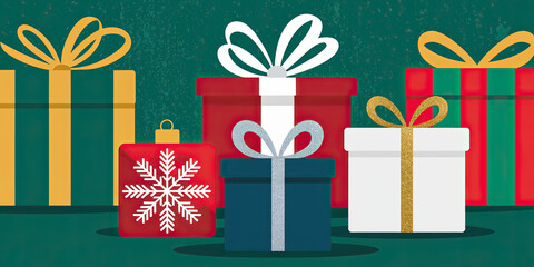 Festive Christmas Gifts Presents Boxes Ornament Holiday Season Winter