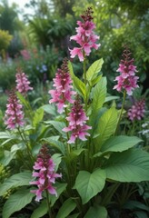 Beautiful Comfrey symphytum grandiflorum flowers in a garden, vibrant colors and lush foliage,  UK,  spring