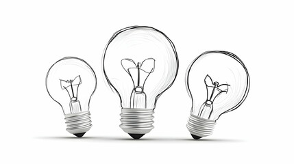 Sketch Lightbulbs 3D Illustration