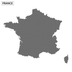 Fototapeta premium Black dot map of France showcasing geographical outline and features
