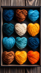 Heart-Shaped Yarn Balls Illustration