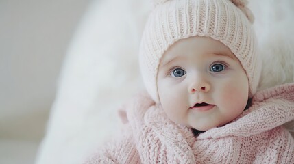 Baby Looking at the Camera on a White Background