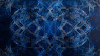 Dark sapphire gradient geometric grid with interconnected shapes and intricate precision in deep blue. Sapphire. Illustration