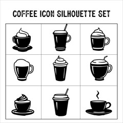 Vector collection of coffee silhouette icon. coffee silhouette icon vector.