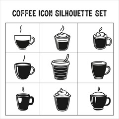 Vector collection of coffee silhouette icon. coffee silhouette icon vector.