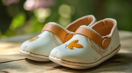 Adorable baby shoes design featuring playful patterns and soft, comfortable materials, perfect for infants, set against a clean, white background.