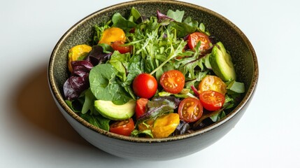 Delicious and Healthy Mixed Greens Salad with Cherry Tomatoes and Avocado