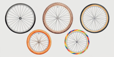 Fototapeta premium Colorful Bicycle Wheels Spoke Design Tire Textures Bike Parts