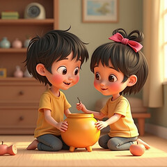 Cute little Boy and girl