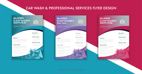 Collection of car wash service internet advertising banner vector flat illustration. Set of automobile cleaning landing page discount place for text. Promotion horizontal ads for order accommodation