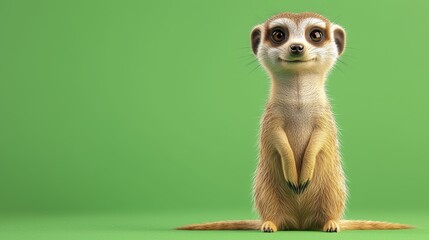 Cute Meerkat on Green Screen, 3D Render | 3D renders: This image is...