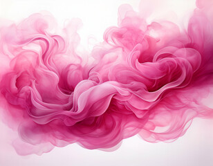 Fototapeta premium Elegant Pink Smoke Cloud Isolated on White Background with Soft Swirls and Rich Tones
