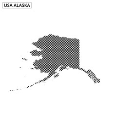 Unique dotted representation of Alaska showcasing its distinct outline and geography