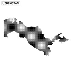 Fototapeta premium Outline of Uzbekistan with dotted pattern and abstract background design