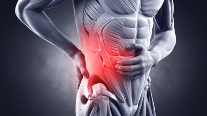 close up photo of a person holding a sore back