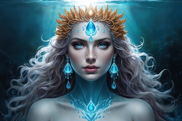 Water Element Goddess Fantasy Art Capturing Divine Essence